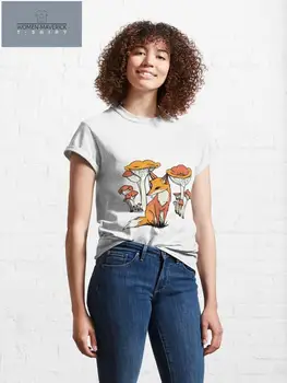 Laranja Fox e Cogumelos Sticker2023 nova moda de camisetas estampadas marca gráfico t-shirts streetwear roupas para mulheres