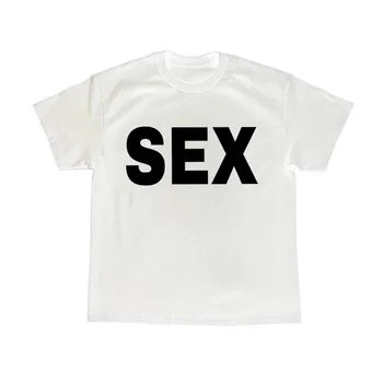 Vintage Engraçado SEXO Impressão de T-Shirts Gráfico de Algodão Streetwear Manga Curta Harajuku O-Pescoço T-shirt Mens Roupas de Streetwear Tops