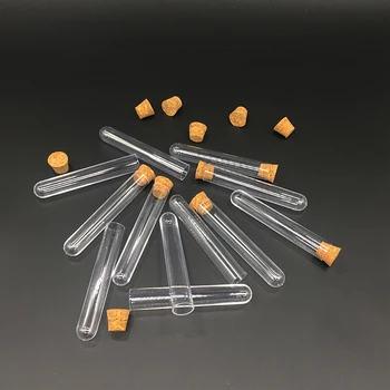 100pcs/pack Multifunção Plástico Tubos de Ensaio de Vidro Com Rolha de Cortiça Equipamentos de Laboratório material Escolar 18x105mm