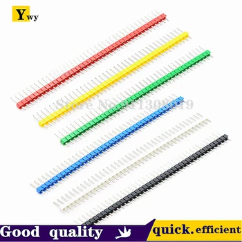 10PCS Cor pin header 2.54 campo 1*40P única linha pin única linha reta pino verde/branco/vermelho/azul/amarelo/preto