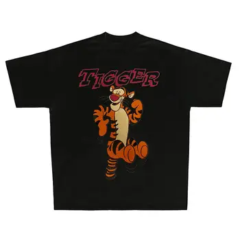 2022 Disney Tigre Limitada de um Ano do Tigger do Verão Nacional Casal Solta em torno do Pescoço De 100% de Algodão de Manga Curta T-shirt Homens e Mulheres
