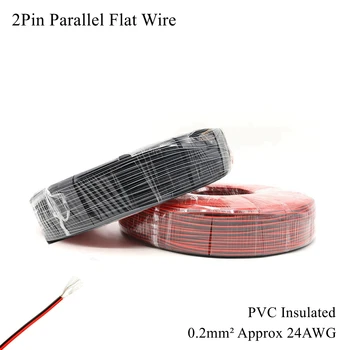 24AWG 0,2 mm 2 pinos Vermelho Preto Cobre Estanhado Fio Elétrico Paralelo de Áudio de Televisão de PVC Várias Cabo de Par Trançado Vertente Led de alto-Falante
