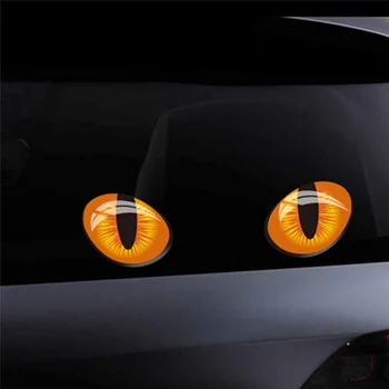 2pcs 12*10cm Bonito Simulação Olhos de Gato Carro Adesivos em Vinil autocolante em 3D Engraçado Design Reflexivo Espelho Retrovisor Etiqueta da Janela de Estilo