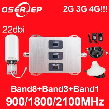 850 900 1800 2100 2600MHz Tri Banda Repetidor Celular Amplificador Repetidor GSM TriBand de Rede Móvel de Reforço 2G 3G 4G Booster Kit