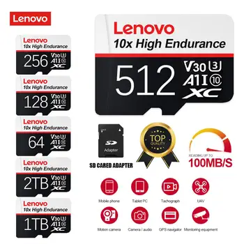 A Lenovo Classe 10 Cartão de Memória de 128 gb 512 GB 256 GB Micro TF Cartão de 64 GB, 256 GB 1 TB SDCS2 100MB/S de Leitura de Velocidade SD Cartão Flash Para Tablet