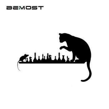 BEMOST Adesivo de Carro de Xadrez Rato do Gato Art Animais dos desenhos animados Estilo Criativo Decalque de Carro Acessórios Adequados para corpo inteiro 33*21,6 cm