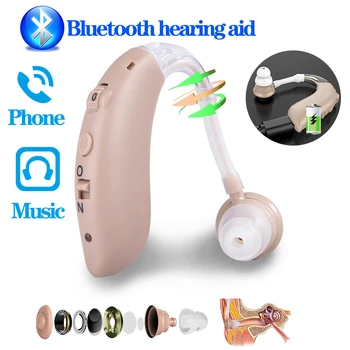 Bluetooth para aparelhos auditivos surdo falante de voz, as pessoas de idade da orelha para trás amplificador, amplificador de áudio redução de ruído do aparelho de audição,