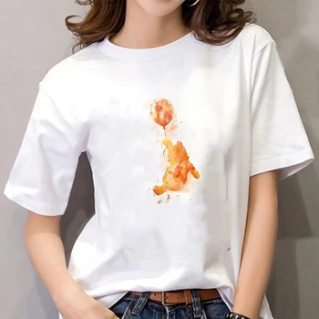 Casual, Feminino Tops Linda Garota Tee Novo Harajuku Moda Verão As Mulheres T-Shirt Winnie The Pooh Menina Dos Desenhos Animados Do T-Shirt Design Novidade