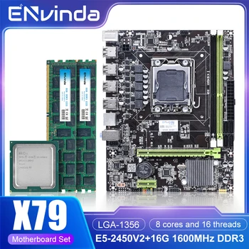 ENVINDA placa-Mãe X79 Conjunto LGA 1356 Combos E5 2450 V2 CPU 16GB=8GB*2 memória RAM DDR3 16000Mhz PC3 10600R REG Memória ECC Kit Xeon