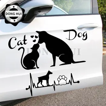 Eu Amo Cachorro Adesivos de Cão e Gato Decalque Sharpie Bulldog Adesivo de Carro de Moto Off-Road Veículos Frigorífico Capacete Portátil