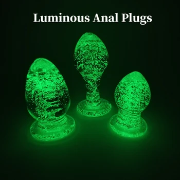 Glow-in-the-dark Vidro Anal Velas de Vidro Anal Beads para Masculino Feminino ponto G Estimulação Masturbação Massageador Erótico Adulto do Produto