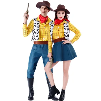 Halloween Festa de Carnaval Brinquedo Cosplay História de Woody Traje de Desempenho da Fase de Cowboy do Vestido de Fantasia para as Mulheres, Homens Adultos