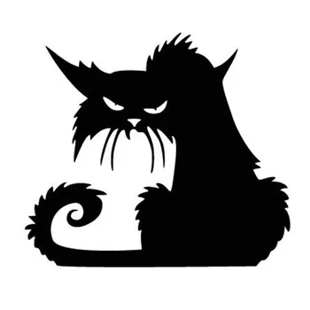 Halloween Terror Gato Janela Adesivos Engraçado Criativo dos desenhos animados Etiqueta do Carro Preto/Prata 12 cm*10 cm