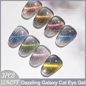 MUSELUOGE 8color/set Deslumbrante Galáxia de Cristal Olho de Gato Gel polonês Semi Permanente Soak Off Verniz UV Magnético Gel para Unhas de Design