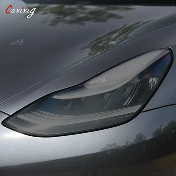 O Farol do carro do Filme Protetor de Farol lanterna traseira Transparente Fumado Preto TPU Adesivo Para o Tesla Model 3 2017 2021-Acessórios