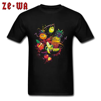 Salada de frutas T-Shirt dos Homens Impresso t-shirts da Moda de T-shirts de Limão, Abacaxi Banana Laranja Cartoon Tops Engraçado Tee Roupas de Algodão