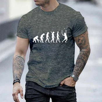 T-Shirt para Homens Evolução Jogador de Tênis de Impressão de grandes dimensões Gráfica Tees Mulheres Homens Camiseta de Manga Curta Mens T-Shirts T-Shirt Homme