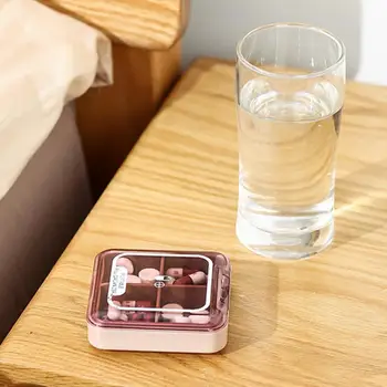 Umidade-prova 4 Grelhas Mini caixa de medicamentos Pílula Caso Tablet Doces Caixa Tablet Titular Dispenser para Viagem de Caixa de Pílula Recipiente